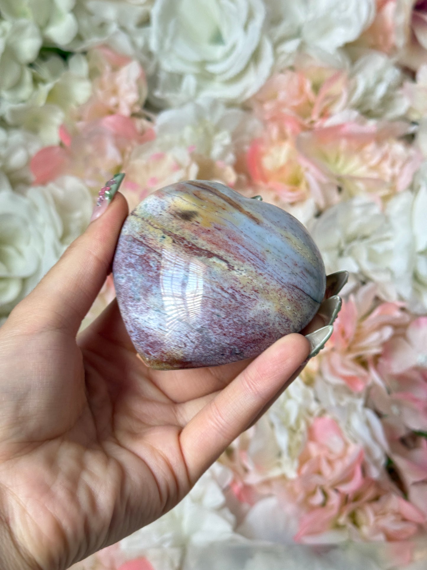 Yellow Maroon Cinnamon Speckled Sea Jasper Heart