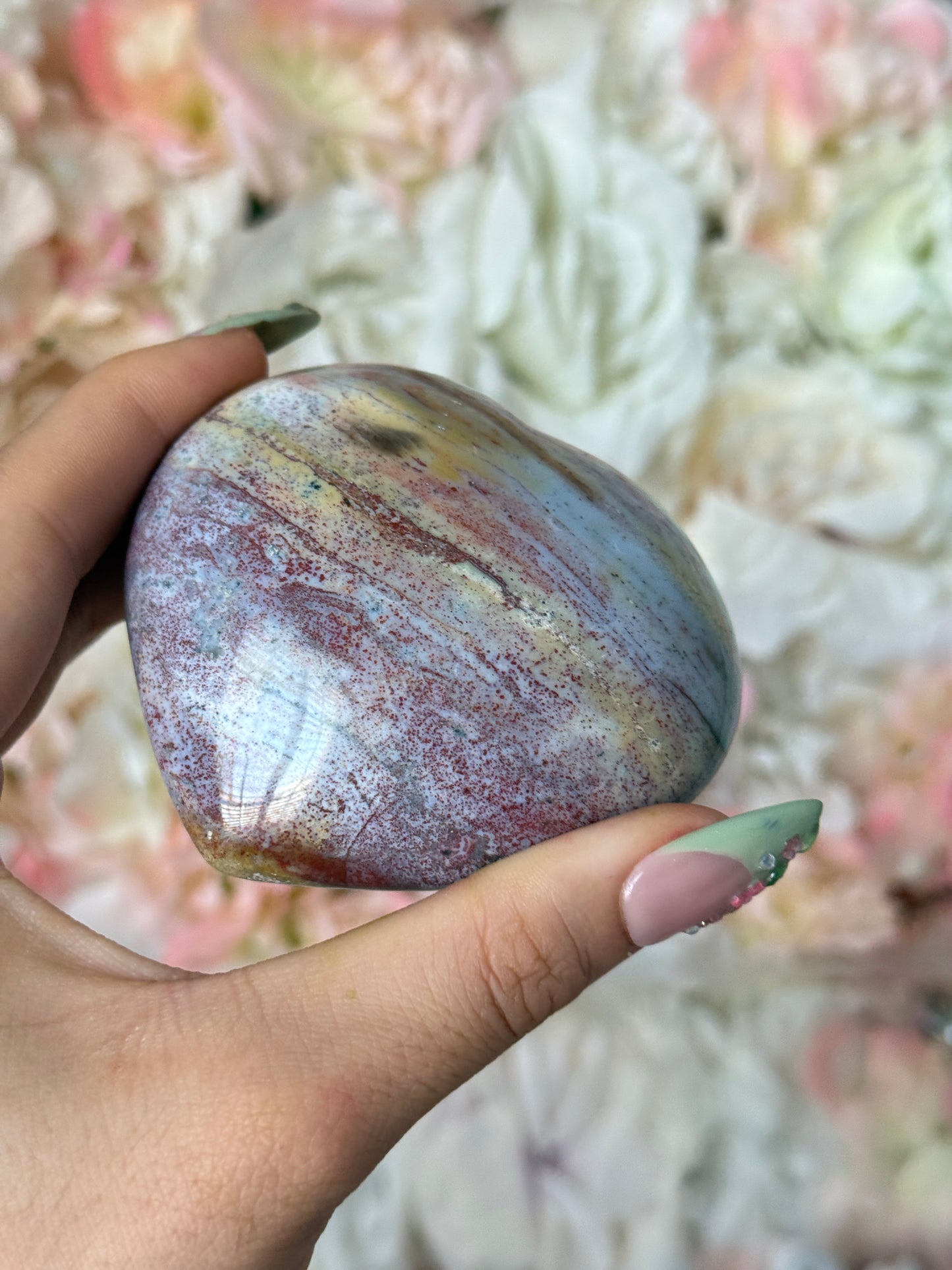 Yellow Maroon Cinnamon Speckled Sea Jasper Heart