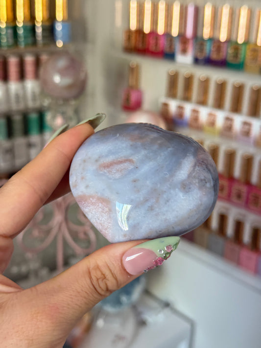 Beautiful Moody Dark Lilac and Pink Sea Jasper Heart