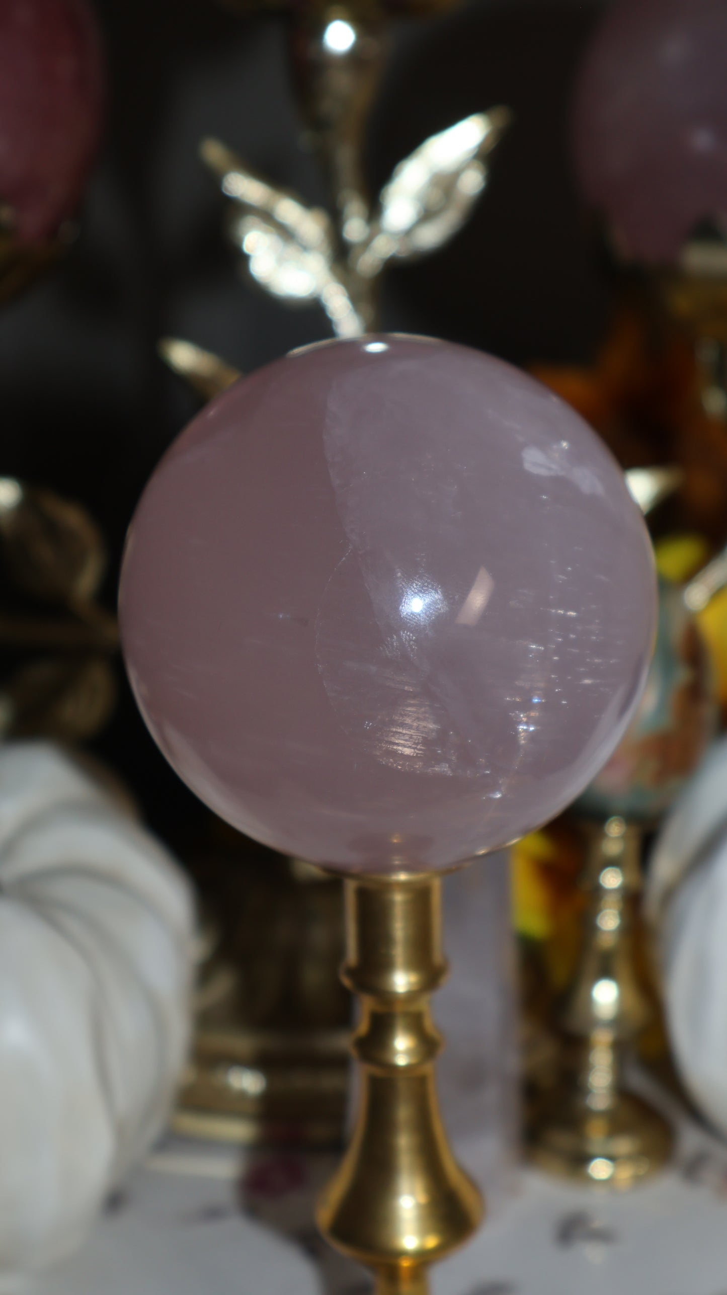 Mica, Glitter and Rutile Filled Lavender Star Rose Quartz Sphere✨