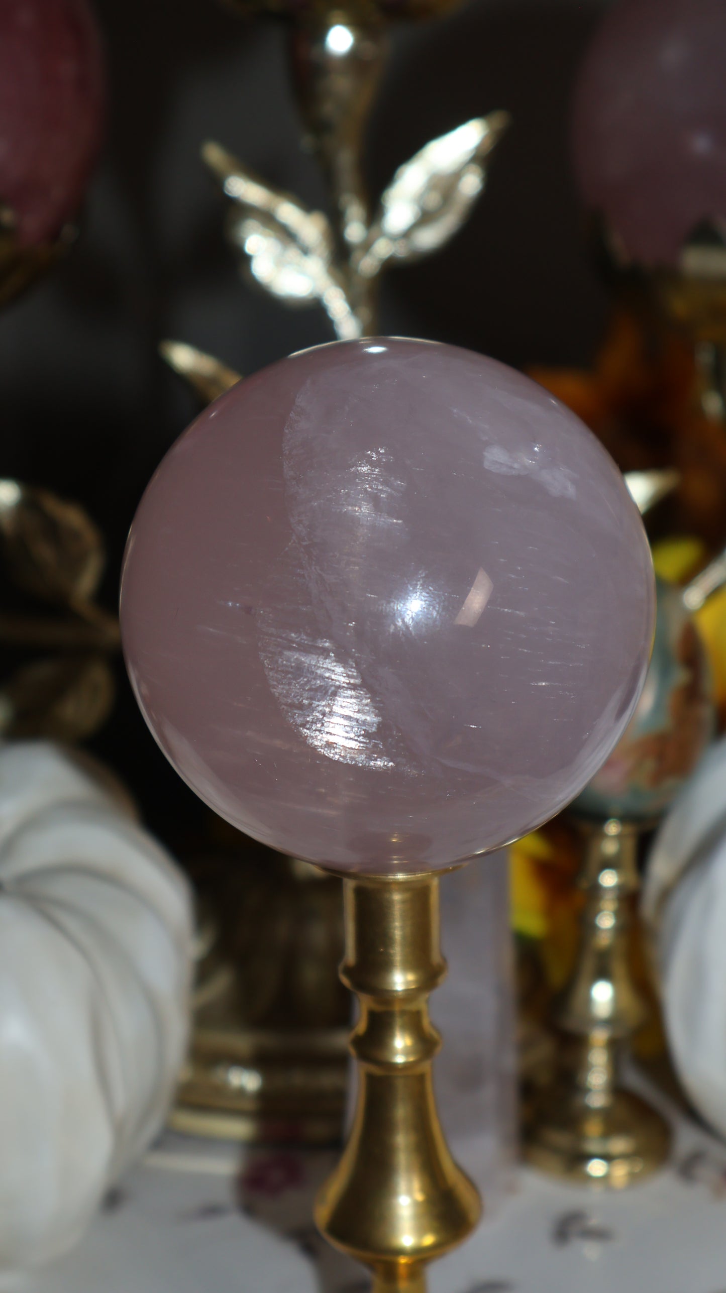 Mica, Glitter and Rutile Filled Lavender Star Rose Quartz Sphere✨