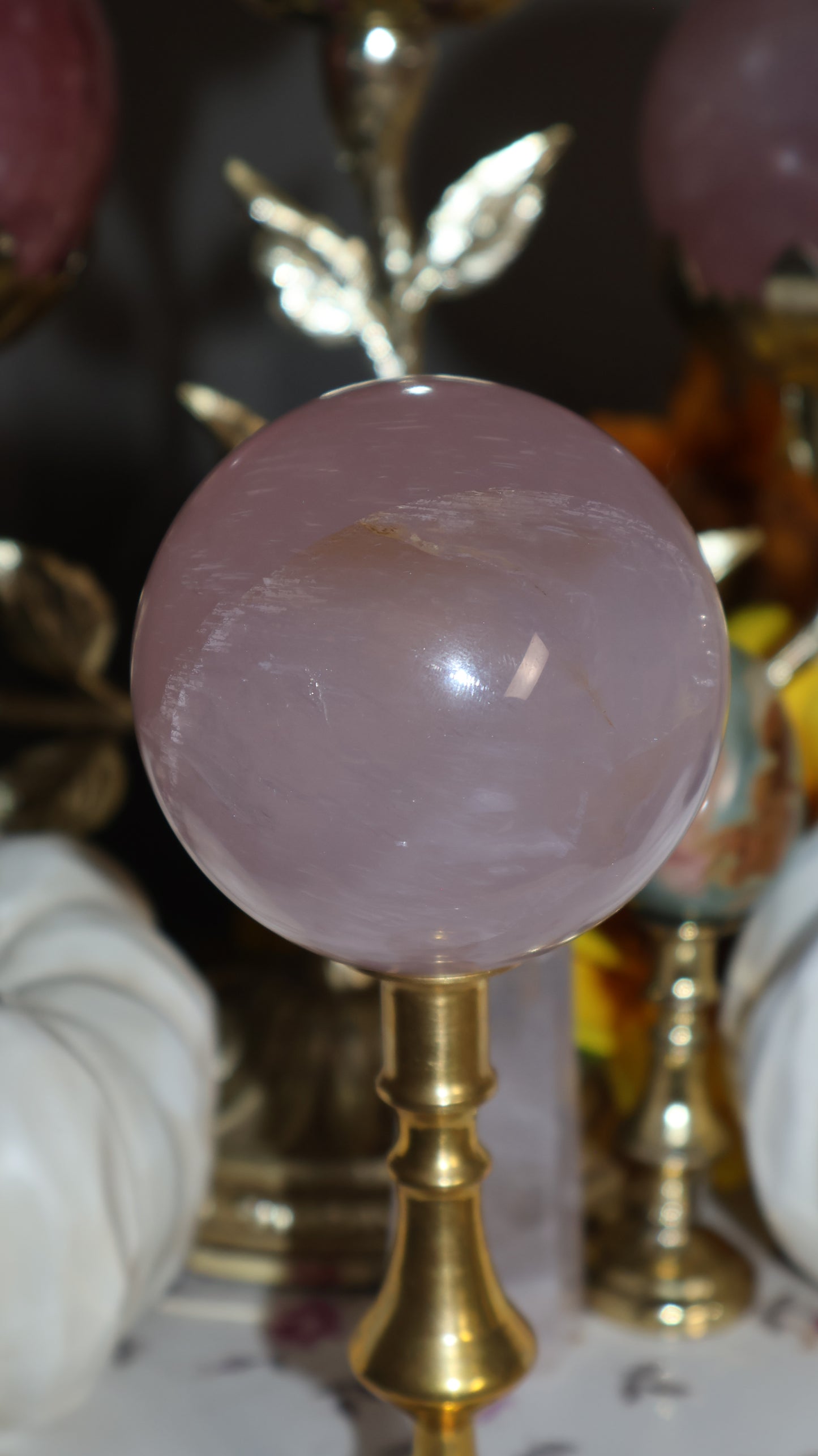 Mica, Glitter and Rutile Filled Lavender Star Rose Quartz Sphere✨