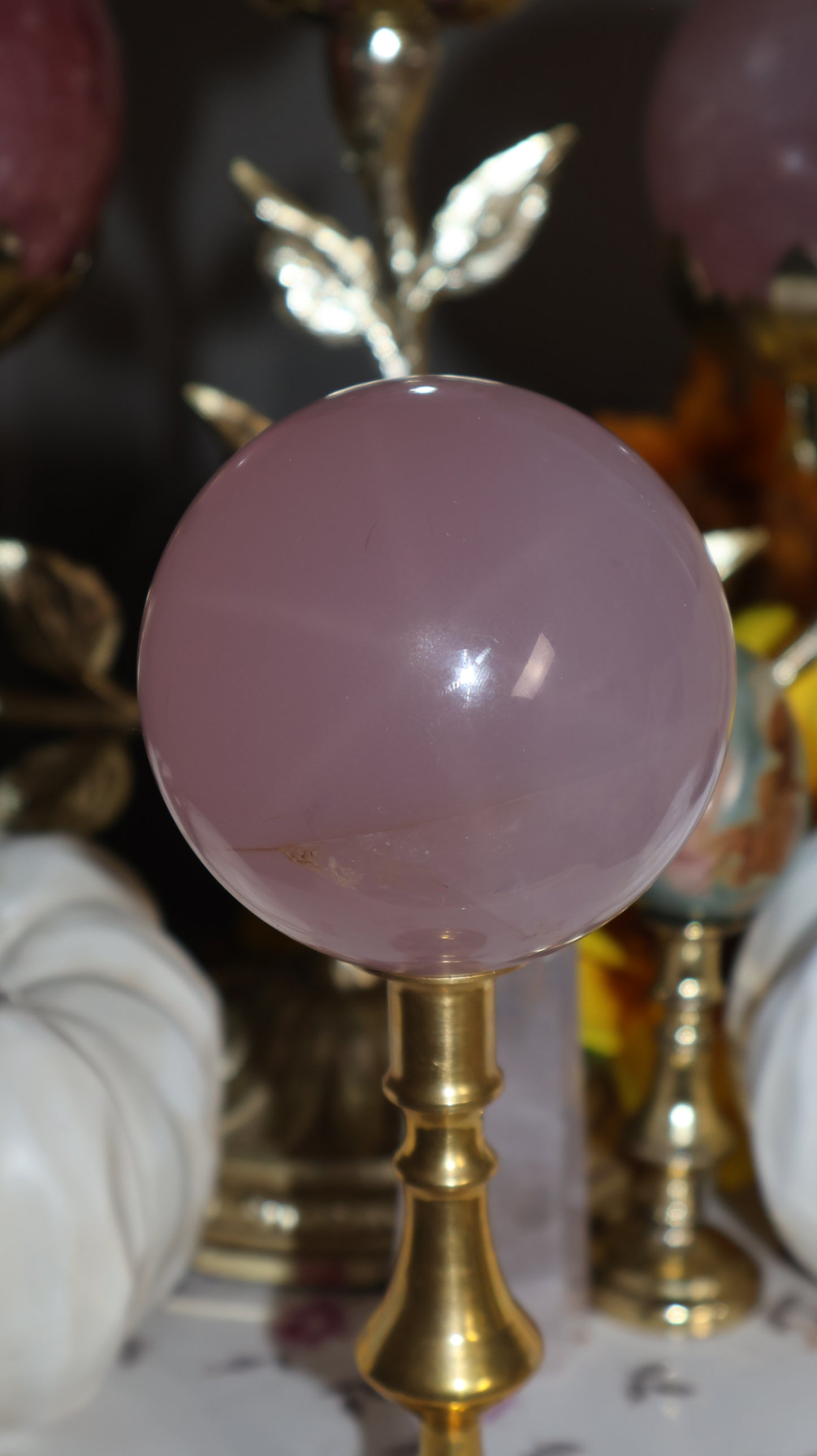 Mica, Glitter and Rutile Filled Lavender Star Rose Quartz Sphere✨