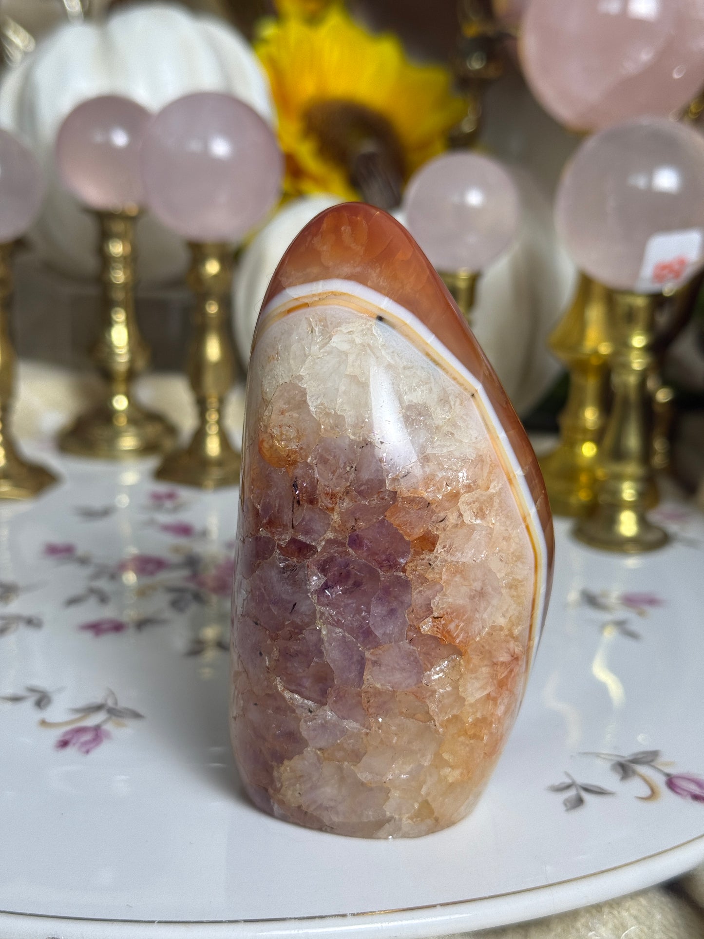 Gorgeous One of a Kind Amethyst Included Carnelian Freeform