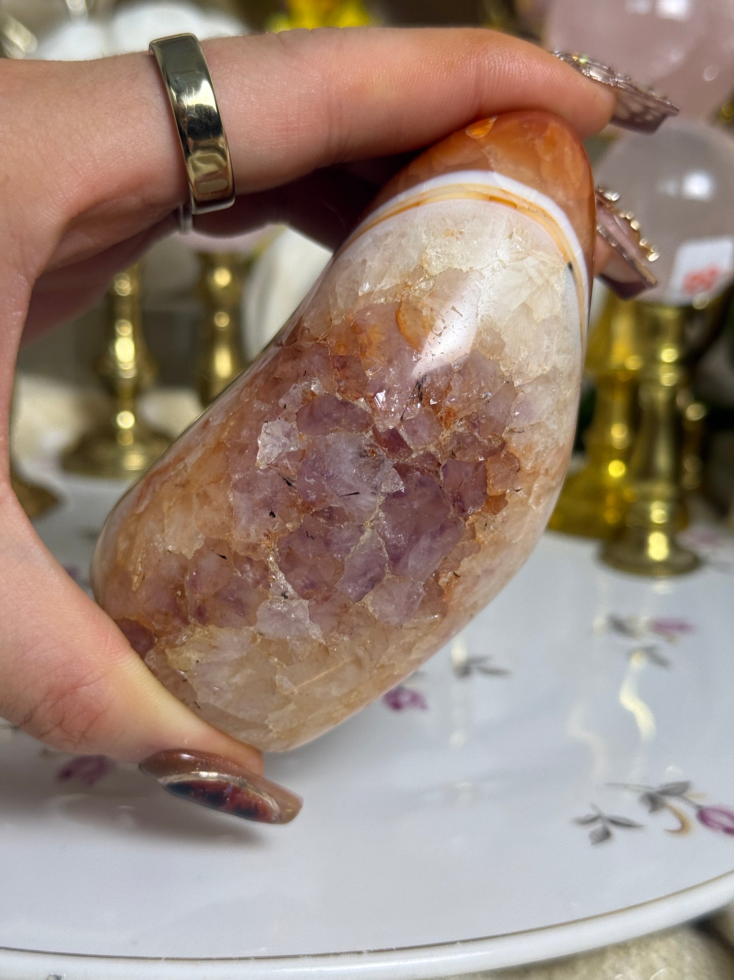 Gorgeous One of a Kind Amethyst Included Carnelian Freeform