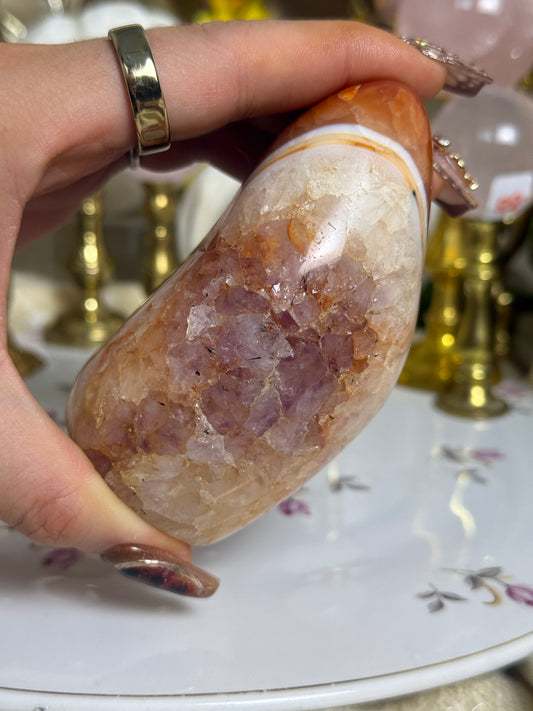 Gorgeous One of a Kind Amethyst Included Carnelian Freeform