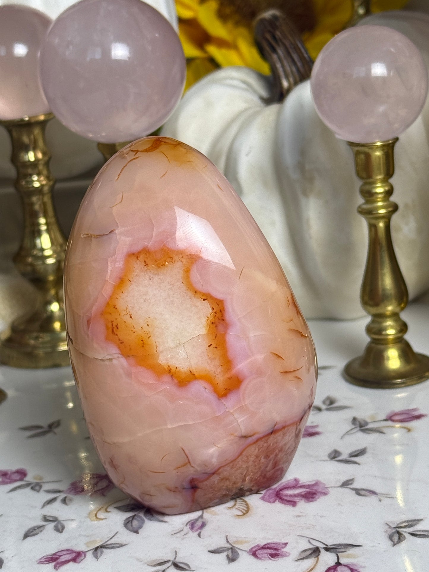 Plush Peach Pink Orby Carnelian Freeform