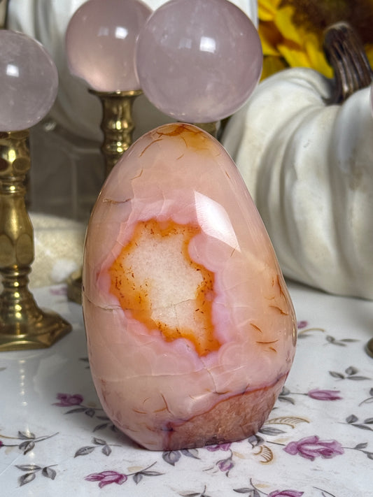 Plush Peach Pink Orby Carnelian Freeform
