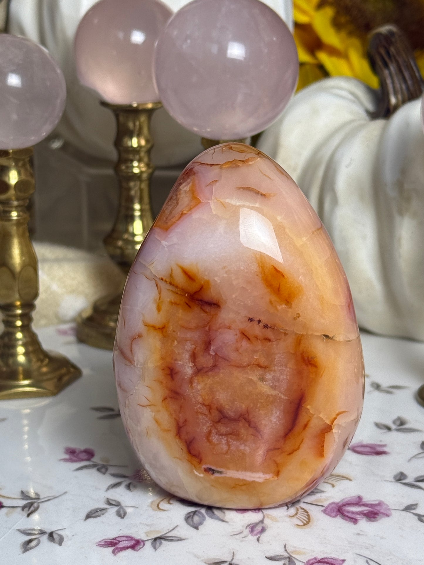 Plush Peach Pink Orby Carnelian Freeform
