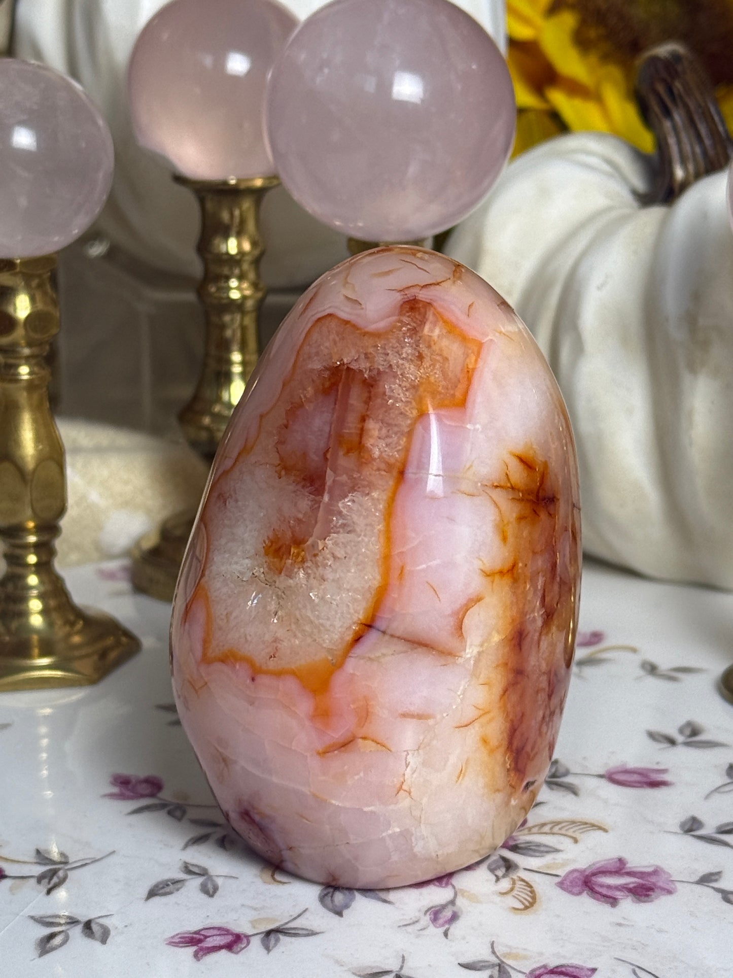 Plush Peach Pink Orby Carnelian Freeform