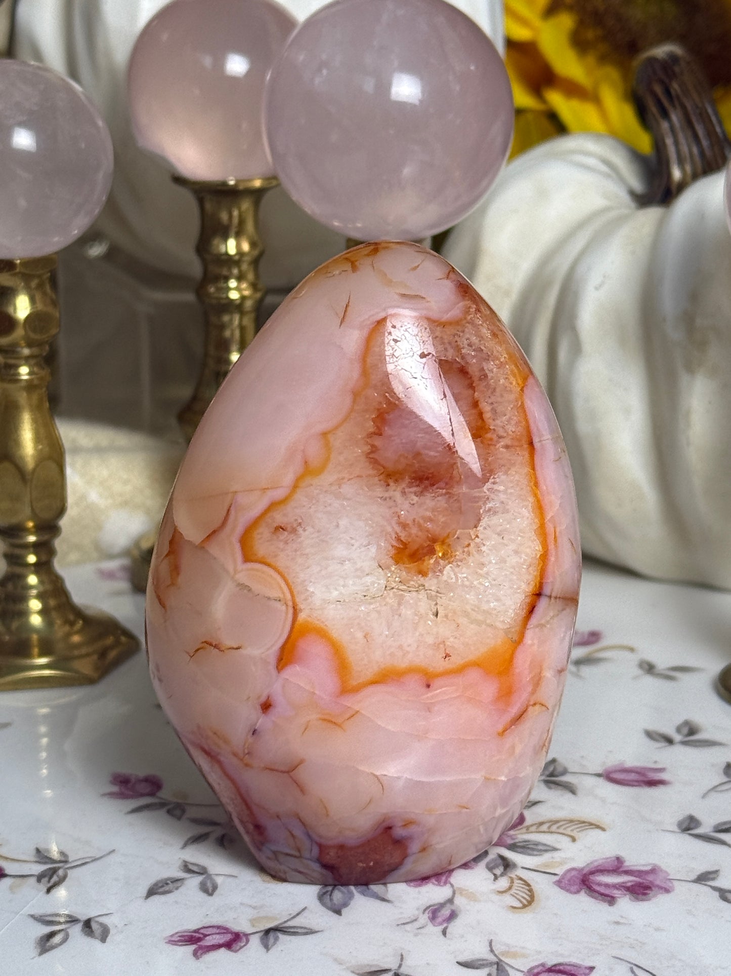 Plush Peach Pink Orby Carnelian Freeform
