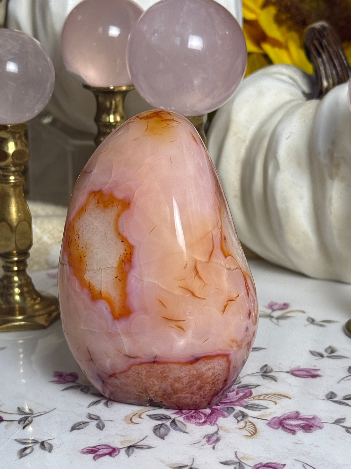 Plush Peach Pink Orby Carnelian Freeform