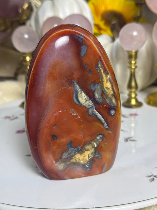 Metal Banded Duo Toned Carnelian Freeform