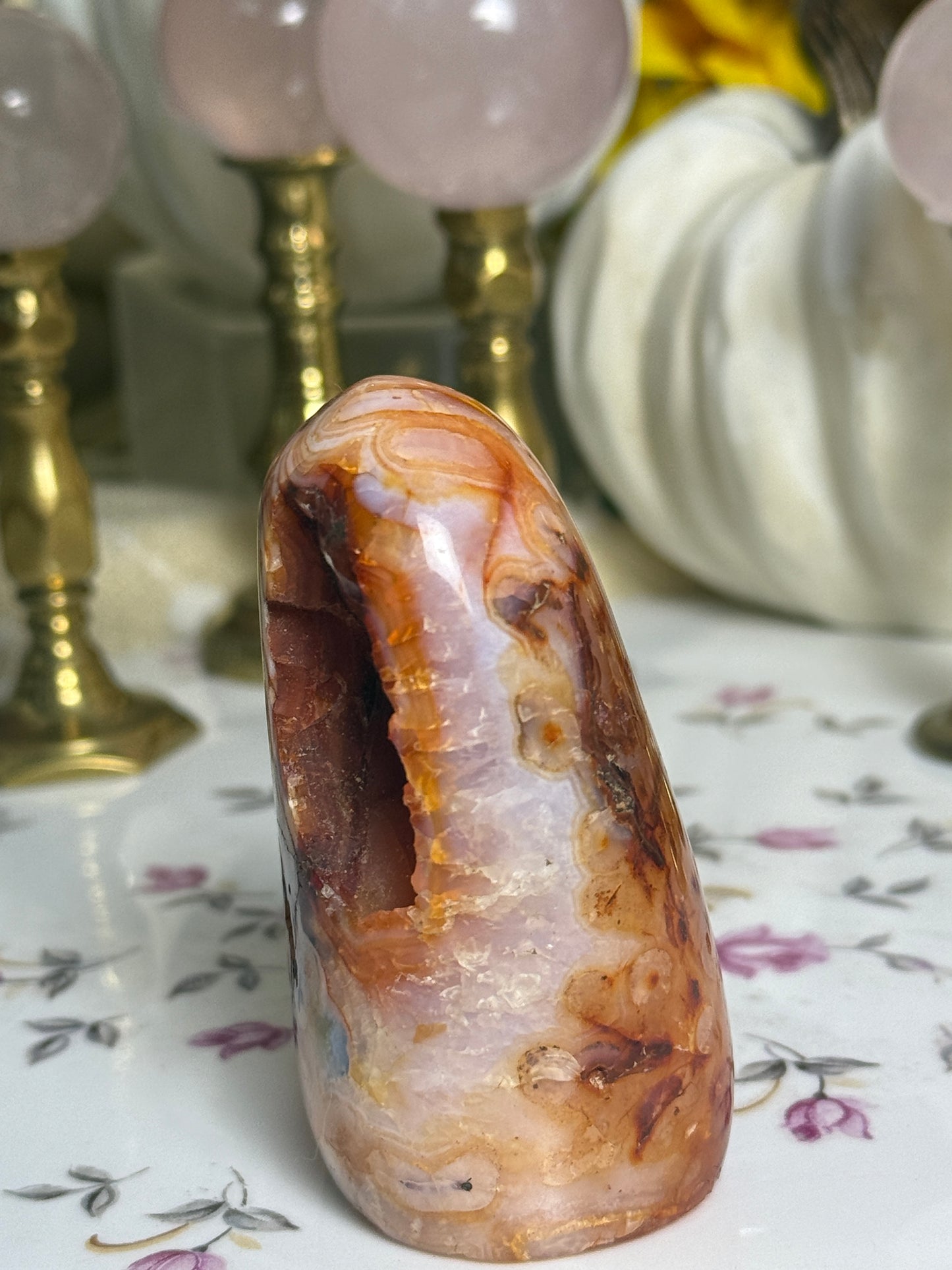 Glowing Moss Agate Included Peachy Carnelian Freeform