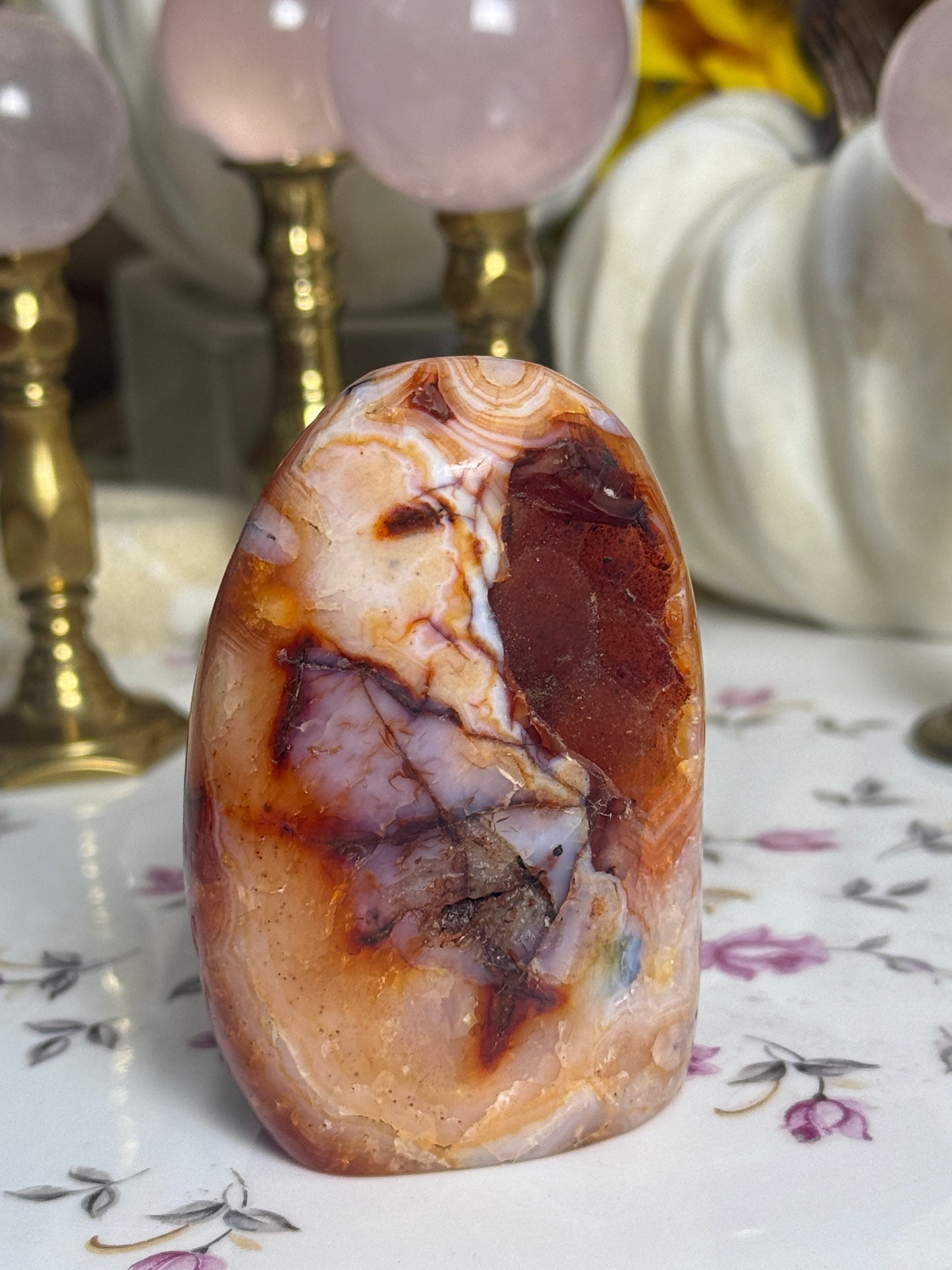 Glowing Moss Agate Included Peachy Carnelian Freeform