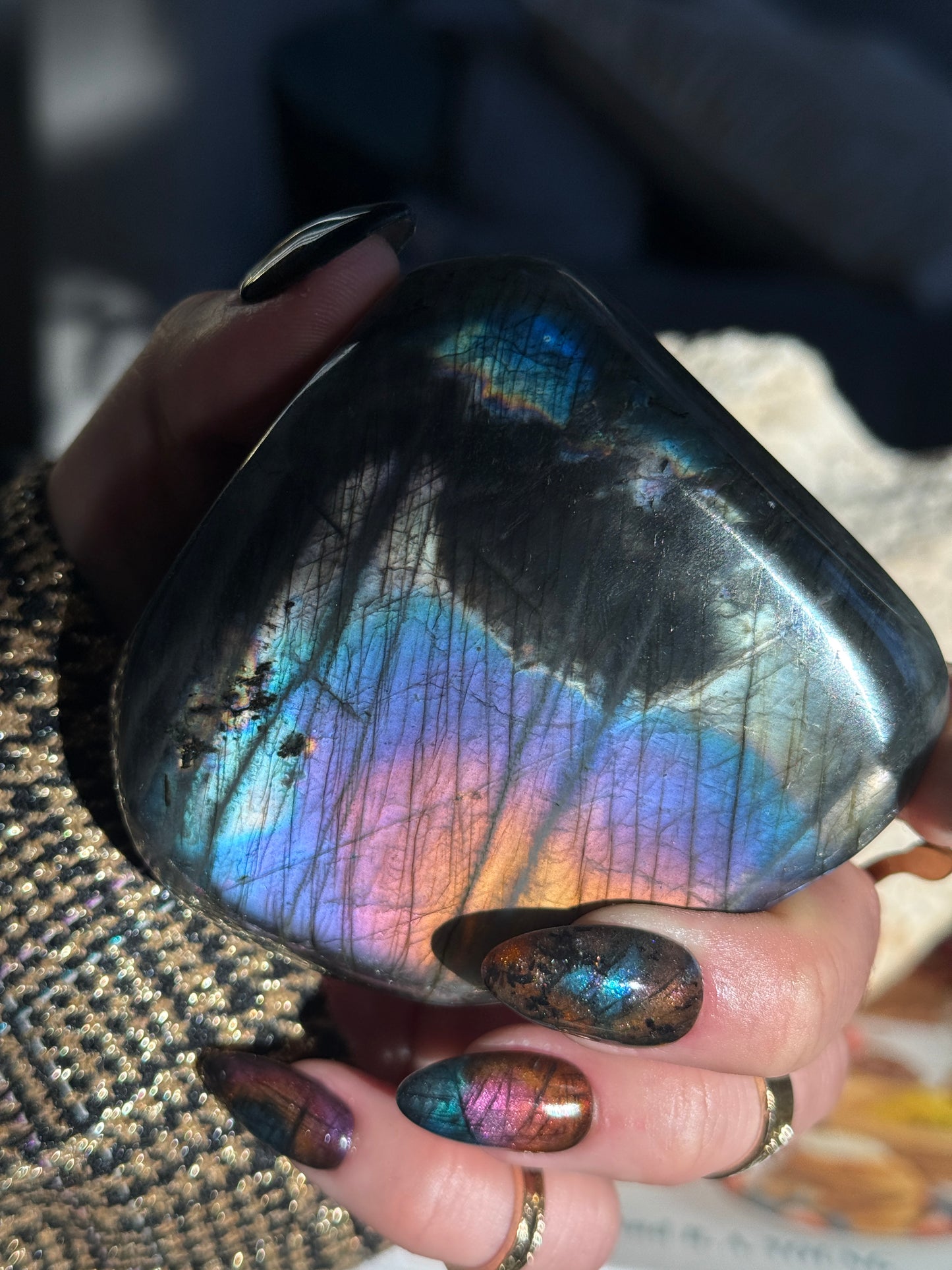 Rainbow Labradorite Inspired Reusable Press on Nails