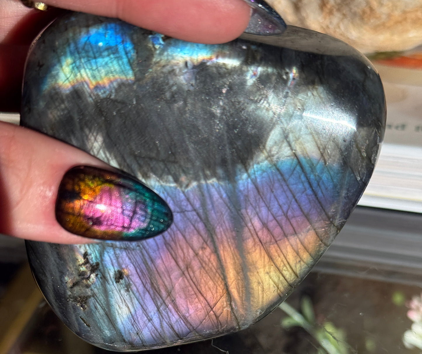 Rainbow Labradorite Inspired Reusable Press on Nails
