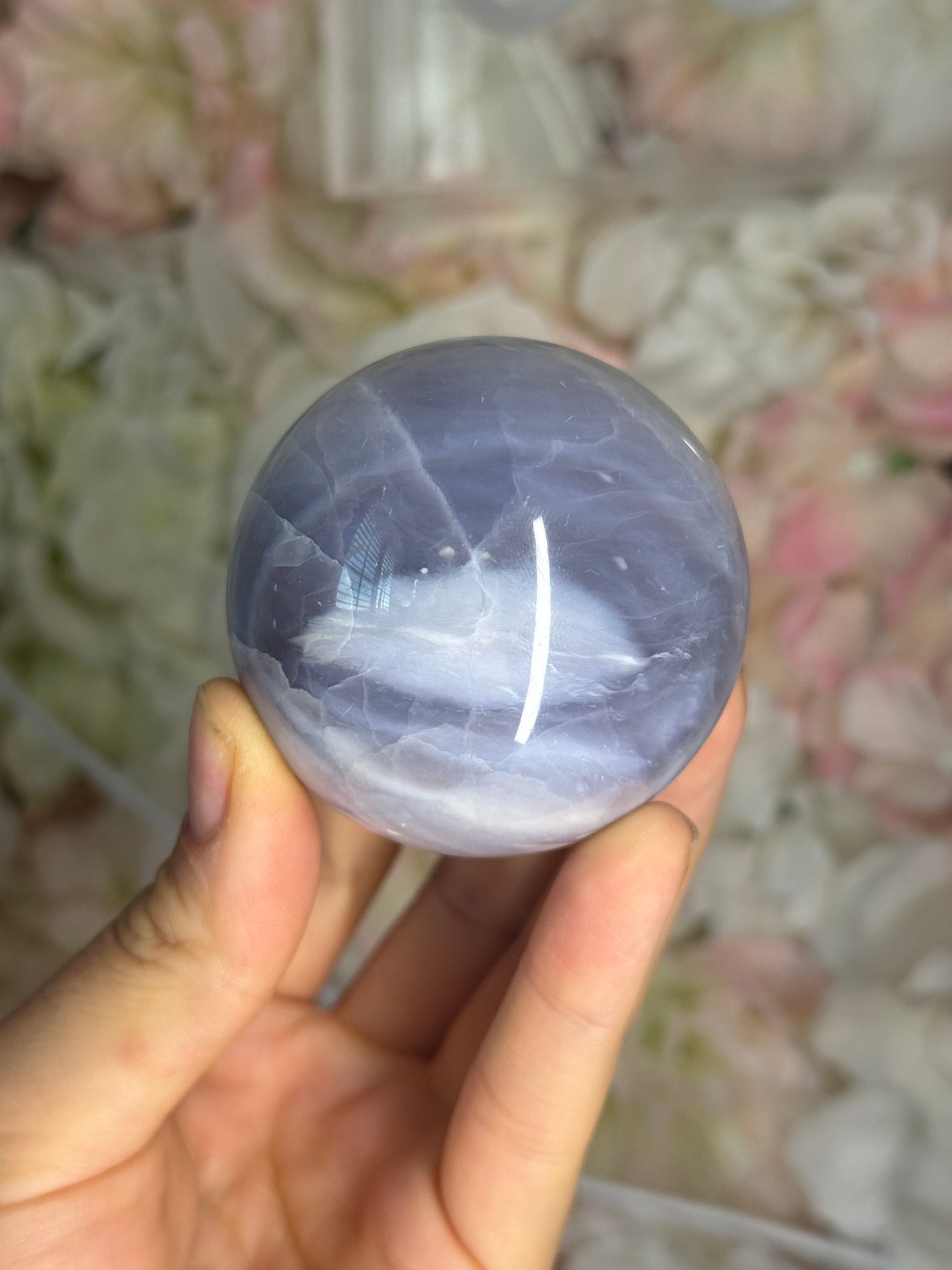 Blue Plume Agate Sphere