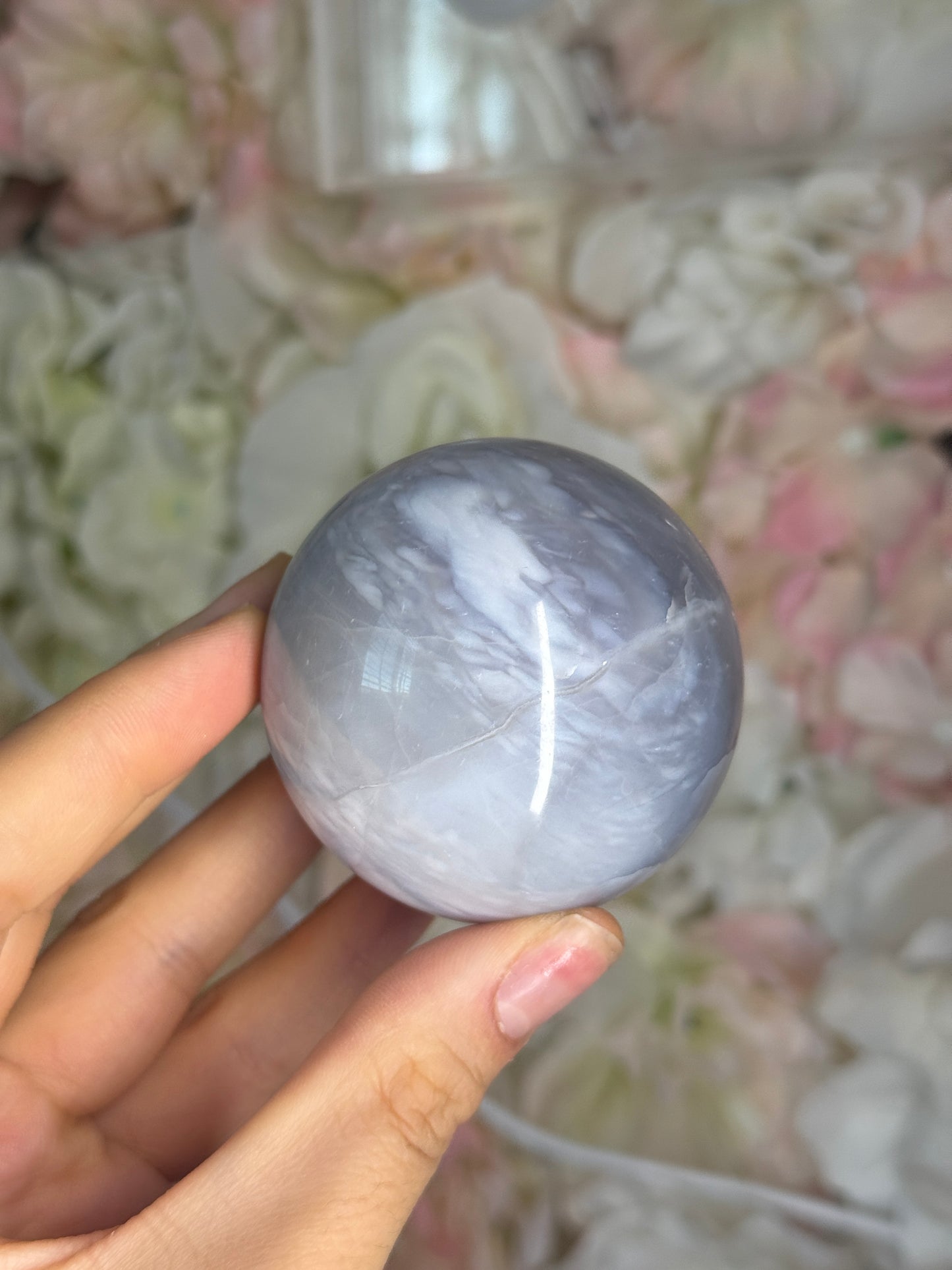 Blue Plume Agate Sphere
