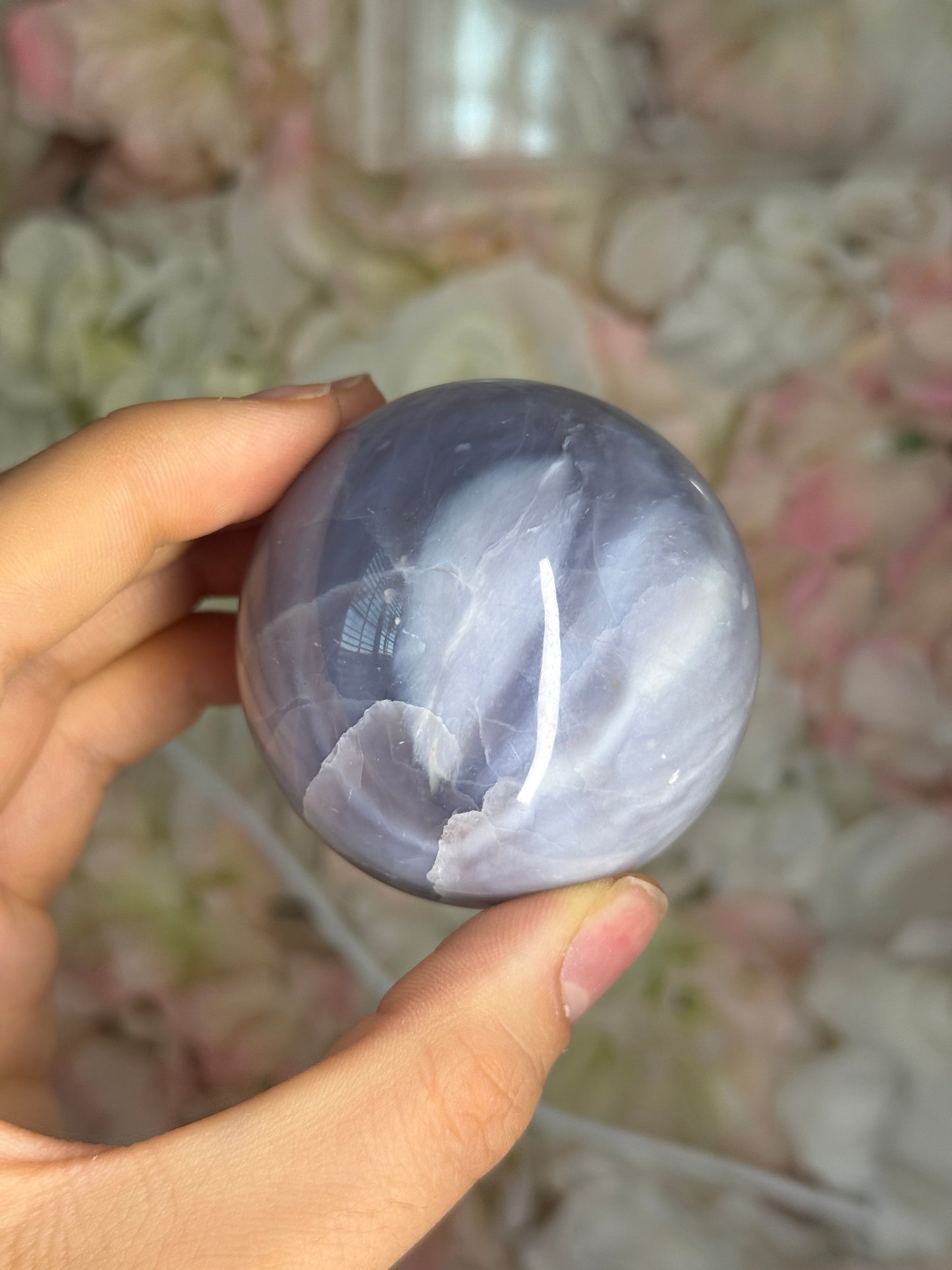 Blue Plume Agate Sphere