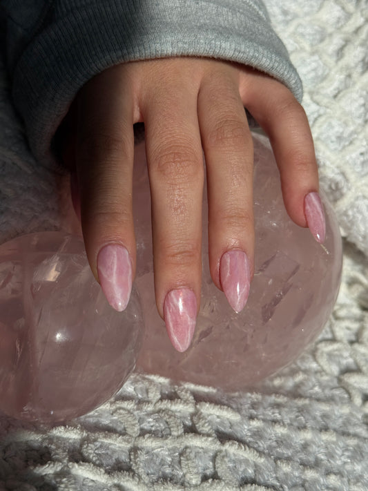Rainbow Rose Quartz  Inspired Reusable Press on Nails