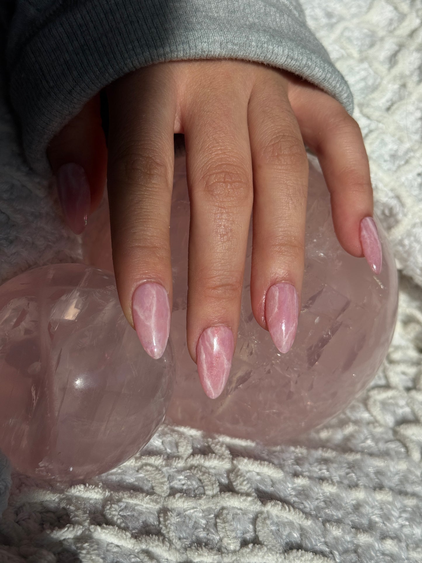 Rainbow Rose Quartz  Inspired Reusable Press on Nails