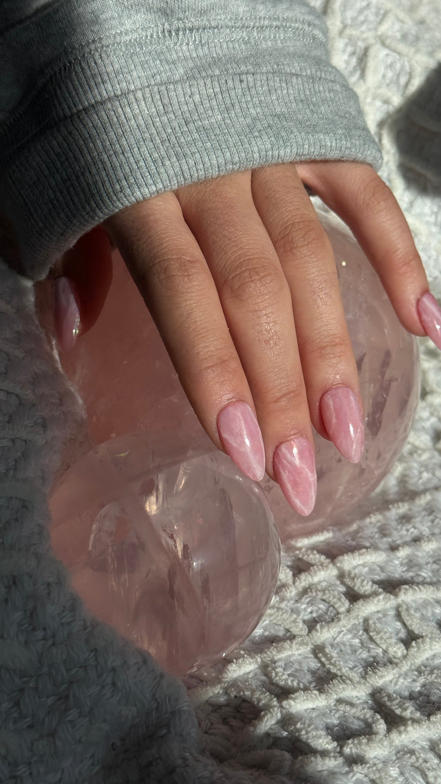 Rainbow Rose Quartz  Inspired Reusable Press on Nails