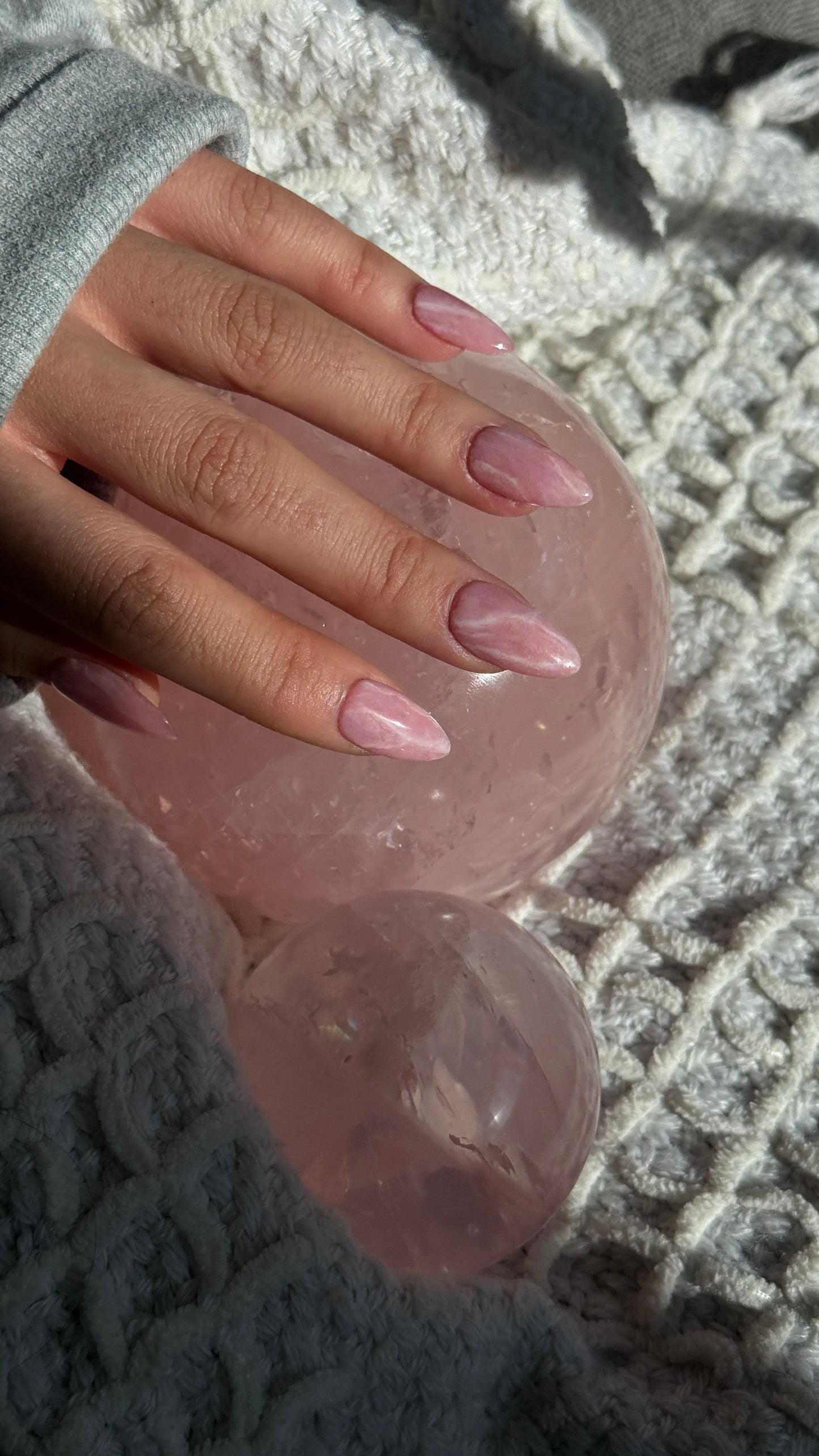 Rainbow Rose Quartz  Inspired Reusable Press on Nails