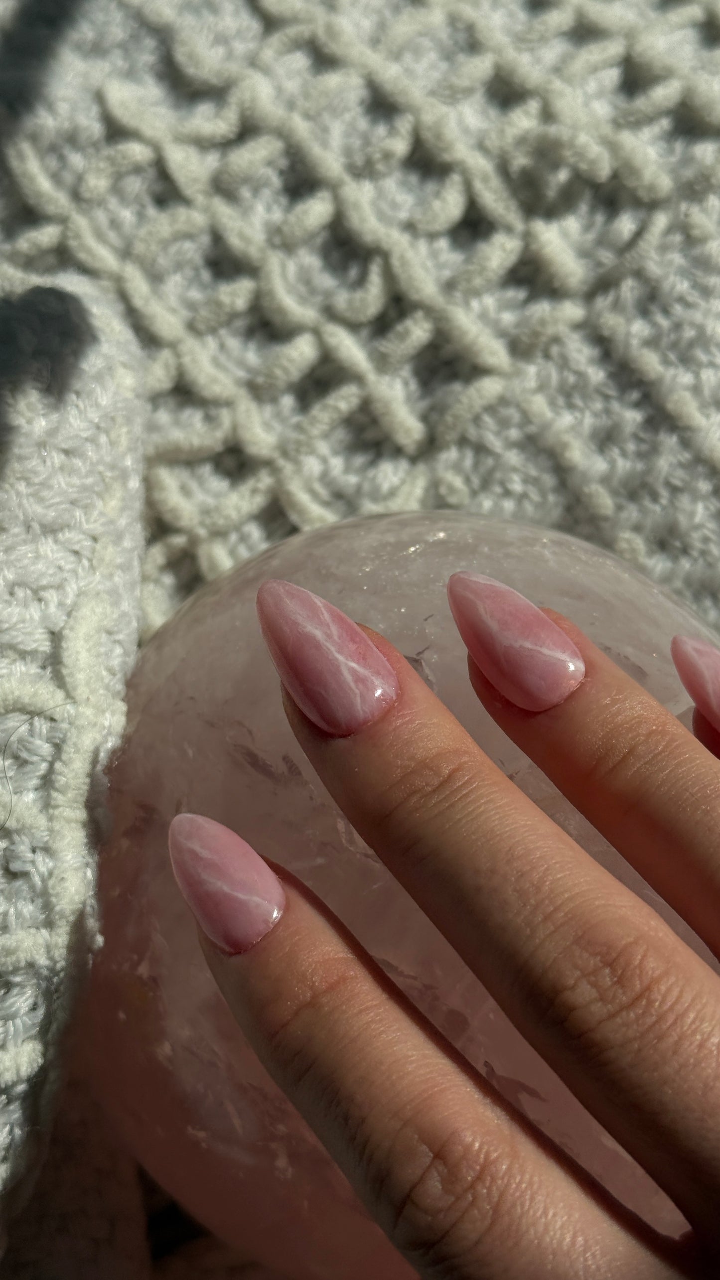 Rainbow Rose Quartz  Inspired Reusable Press on Nails
