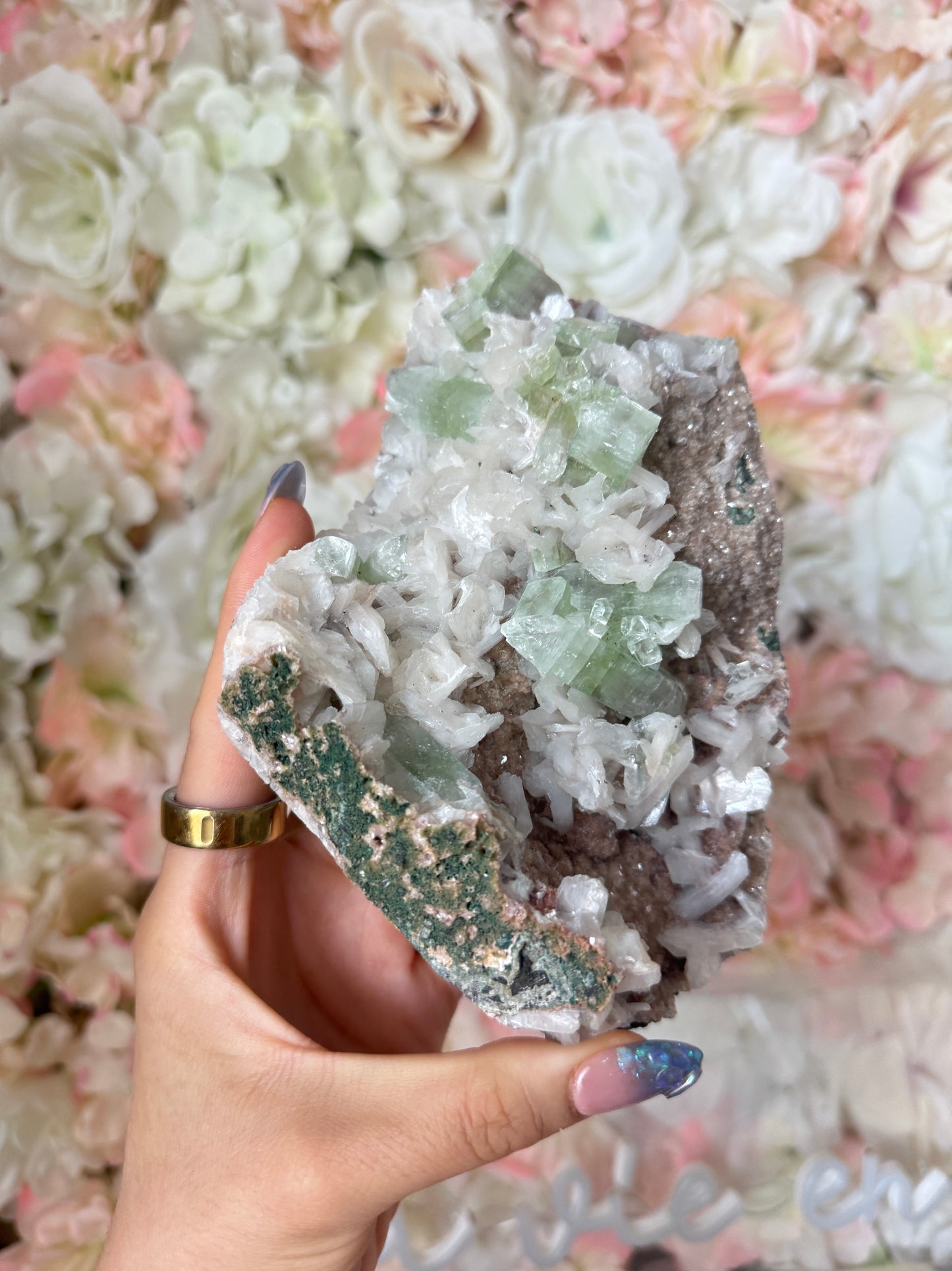 Green Apothyllite and Heulandite Speciman