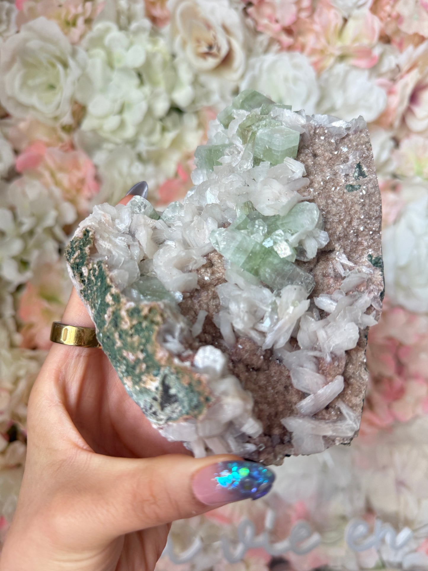 Green Apothyllite and Heulandite Speciman