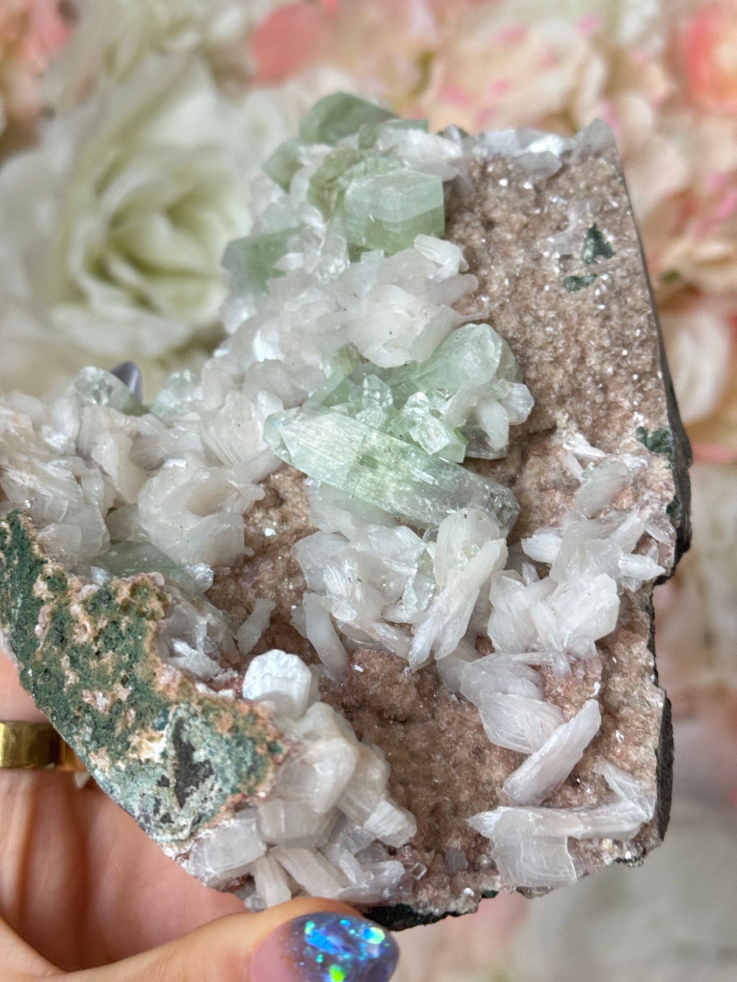 Green Apothyllite and Heulandite Speciman