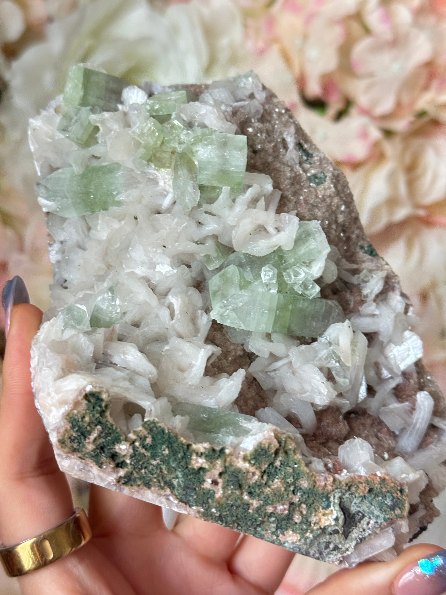 Green Apothyllite and Heulandite Speciman