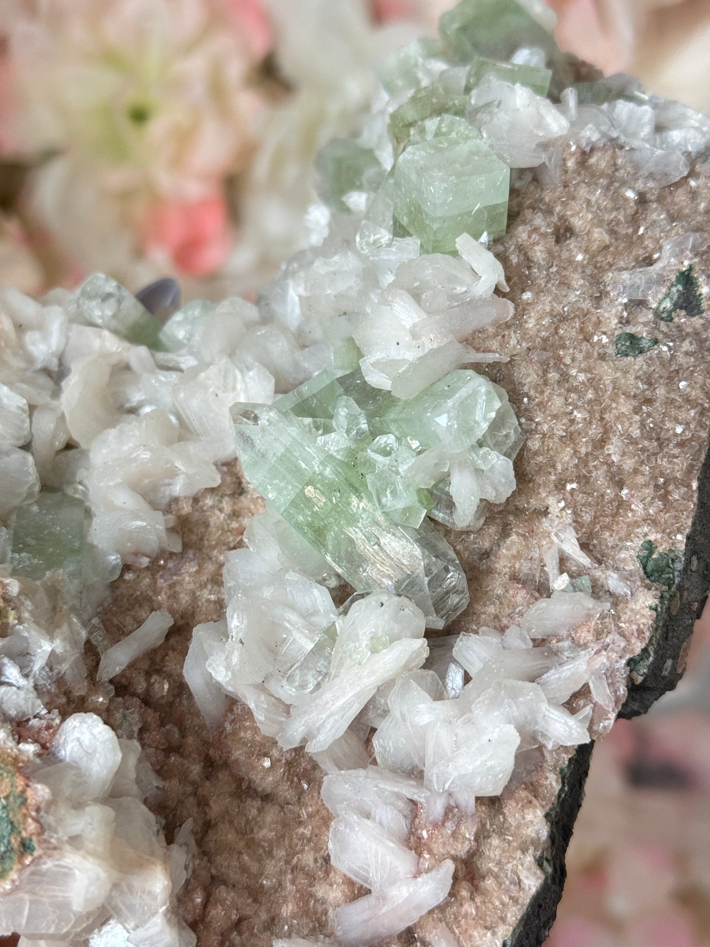 Green Apothyllite and Heulandite Speciman