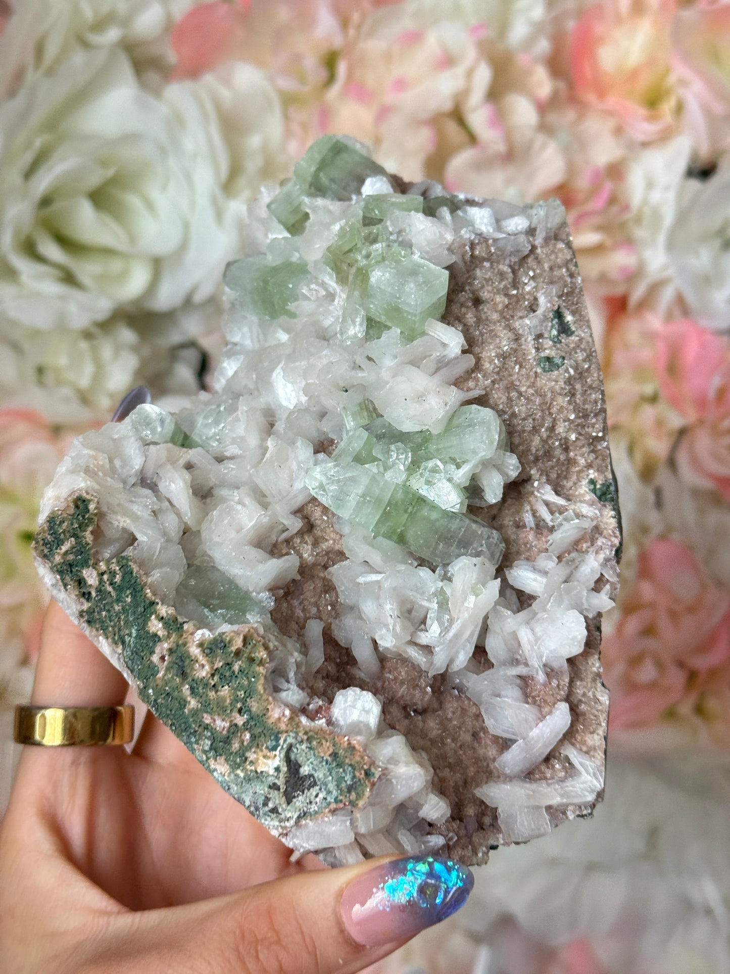 Green Apothyllite and Heulandite Speciman
