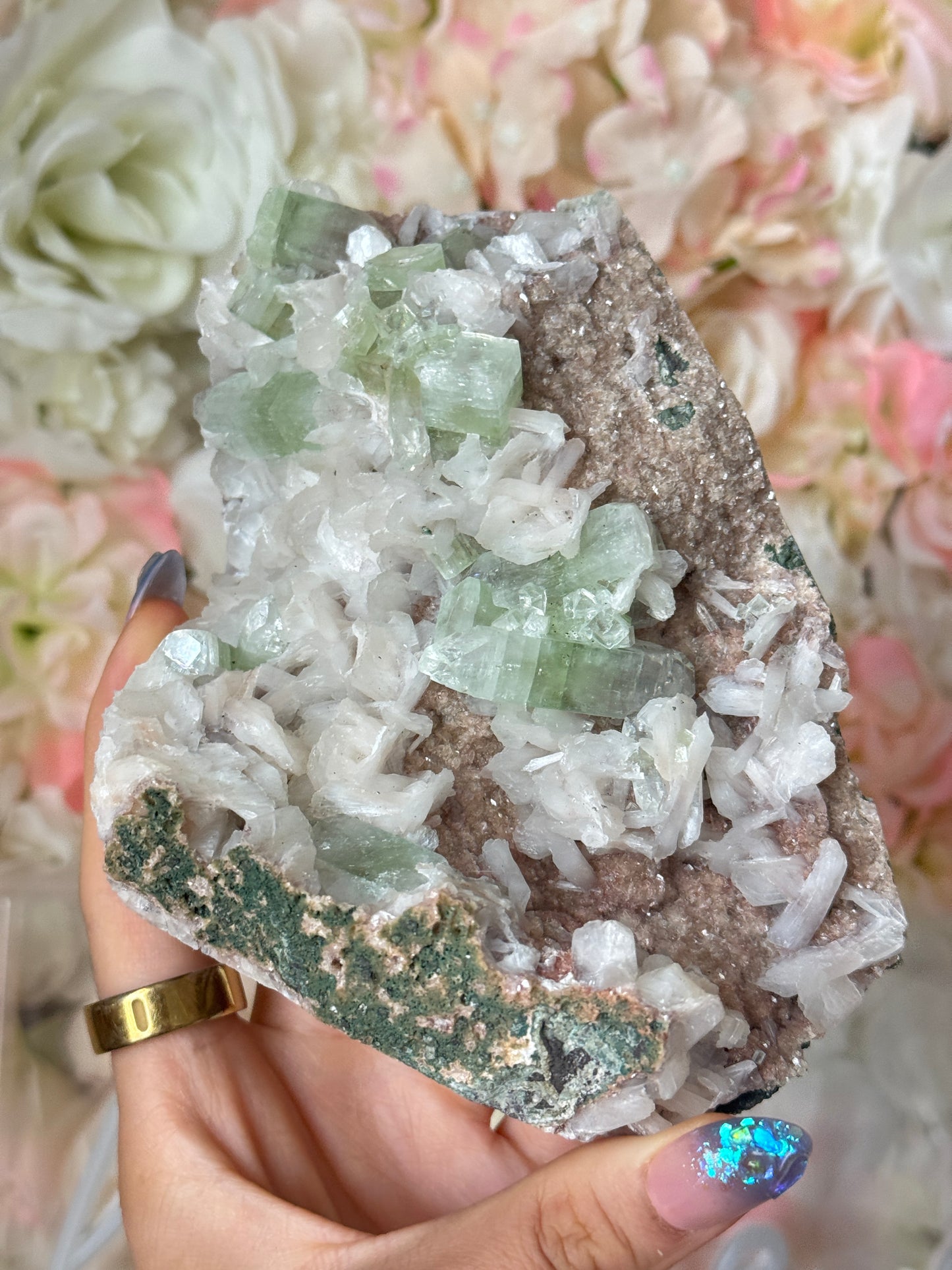 Green Apothyllite and Heulandite Speciman