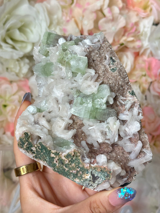 Green Apothyllite and Heulandite Speciman
