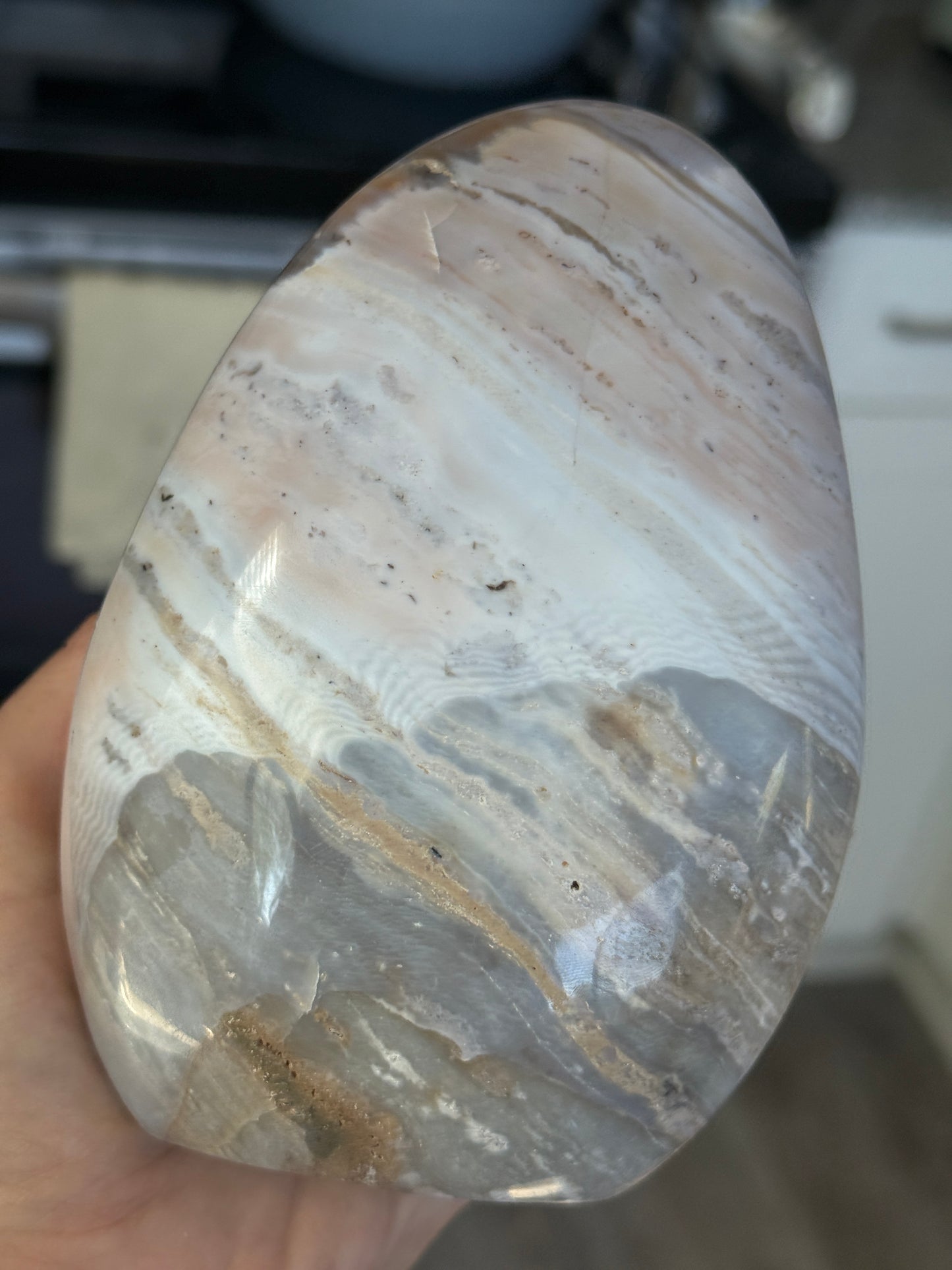 Baby Pink Blue Stripped Wavy Sea Jasper Freeform 💗💙