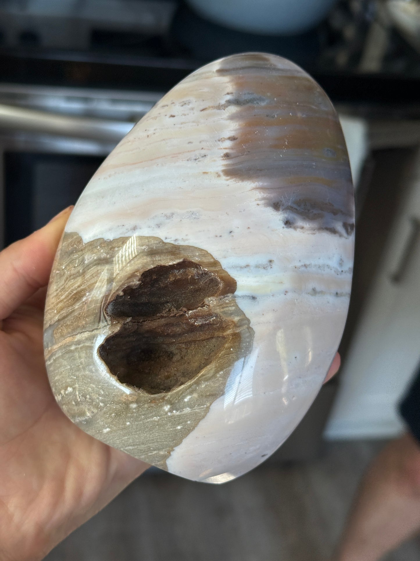 Baby Pink Blue Stripped Wavy Sea Jasper Freeform 💗💙