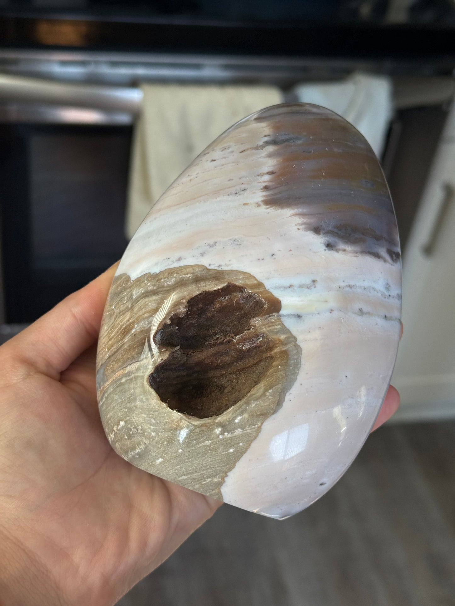 Baby Pink Blue Stripped Wavy Sea Jasper Freeform 💗💙