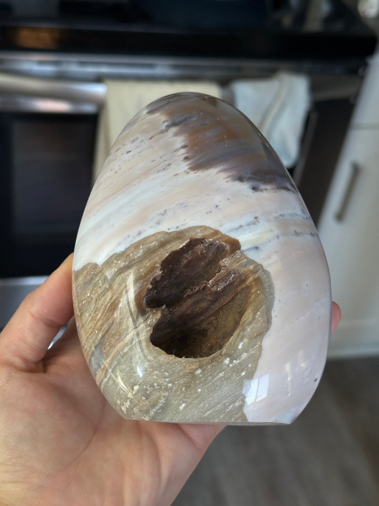 Baby Pink Blue Stripped Wavy Sea Jasper Freeform 💗💙