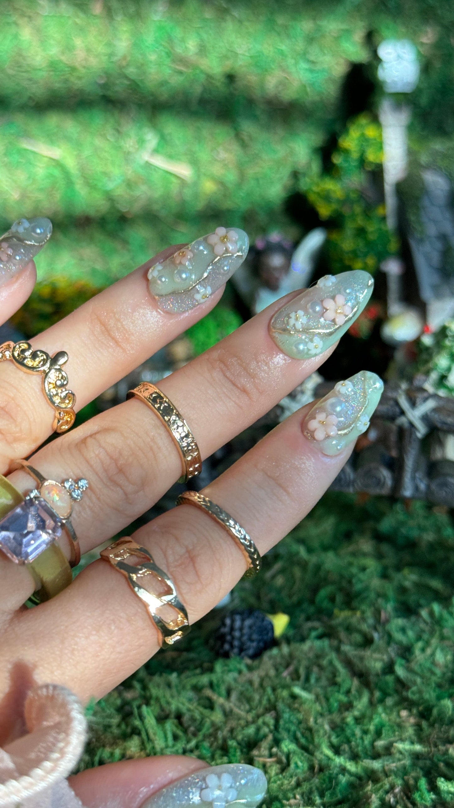 Fairy Garden Cottagecore Inspired Reusable Press on Nails