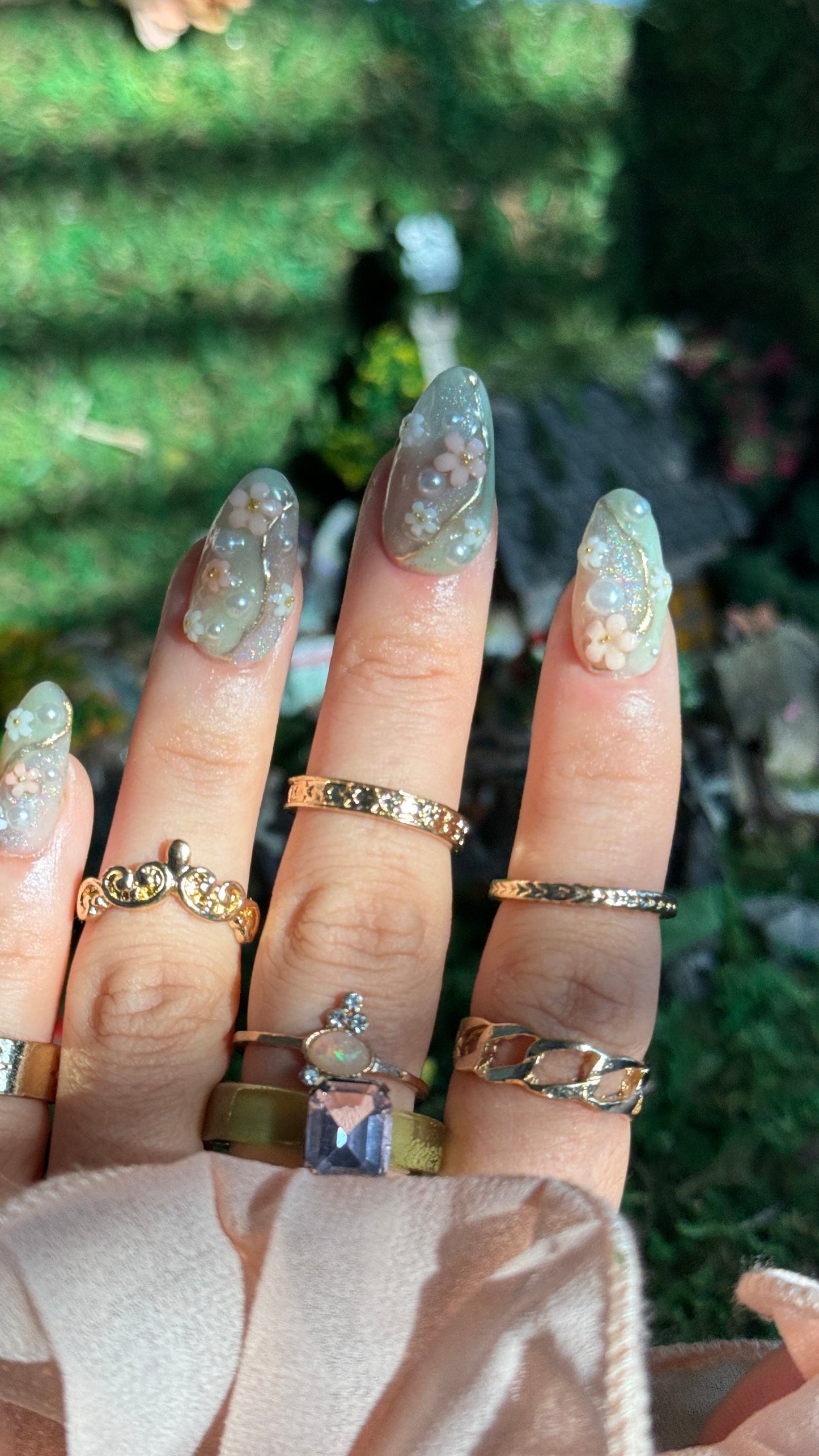 Fairy Garden Cottagecore Inspired Reusable Press on Nails