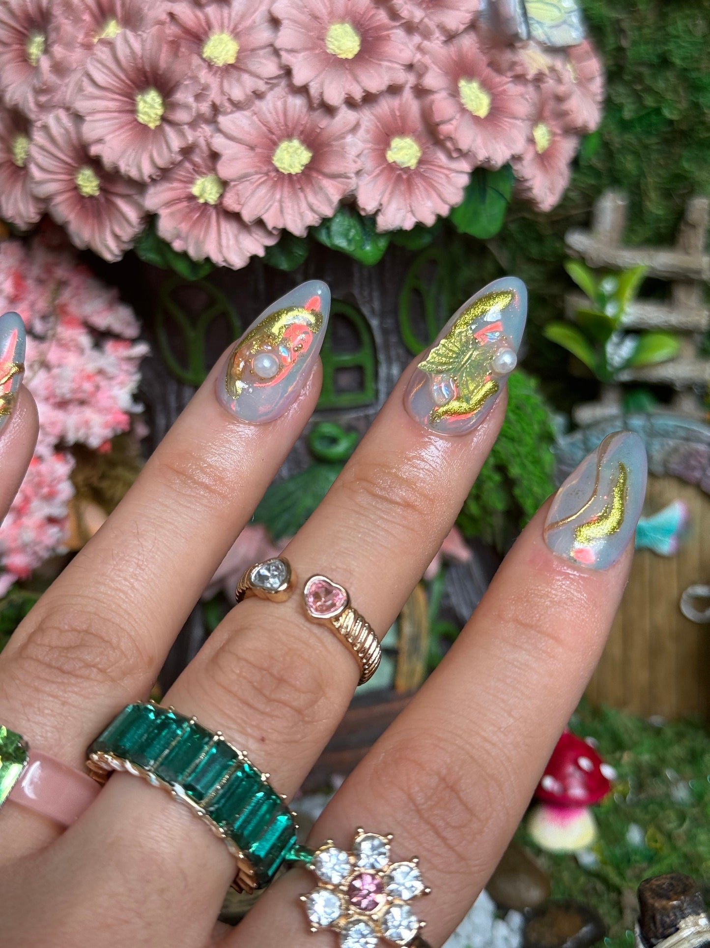 Irredescent Gem Butterfly Fairy Garden Inspired Reusable Press on Nails