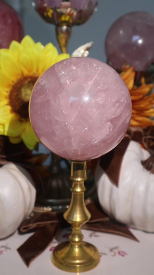 Ice Princess  Gemmy Rainbow Filled Star Rose Quartz Sphere✨