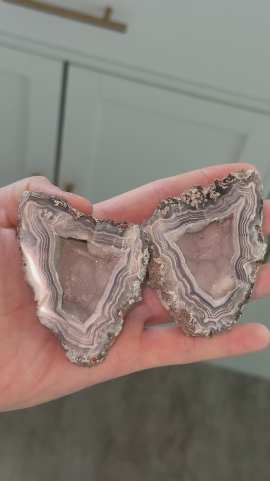 Lilac Droozy Laguna Agate Pair