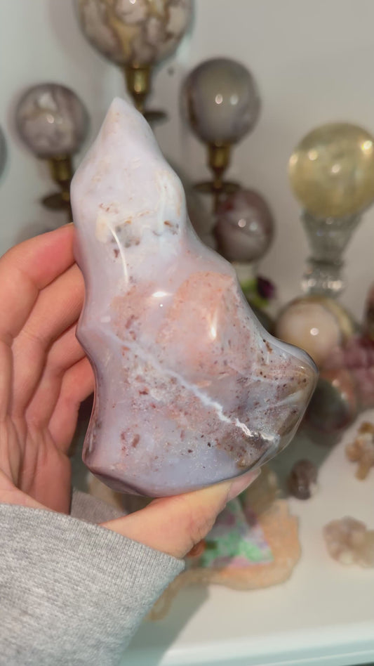 Pink Pastel Sea Jasper Flame-RESERVED